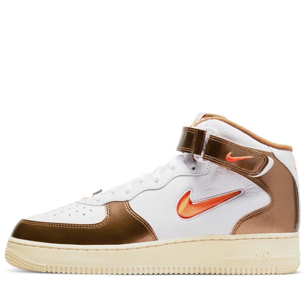 Mens Size 15 Nike Air Force 1 Mid QS Jewel Swoosh Orange White Brown DH5623-100